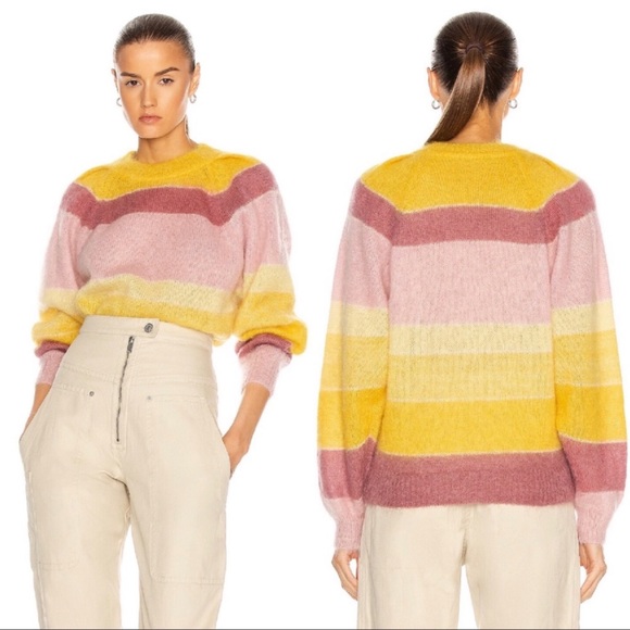 Isabel Marant Etoile Daniel Striped Mohair Blend Sweater Jumper Size 44 - Picture 5 of 11